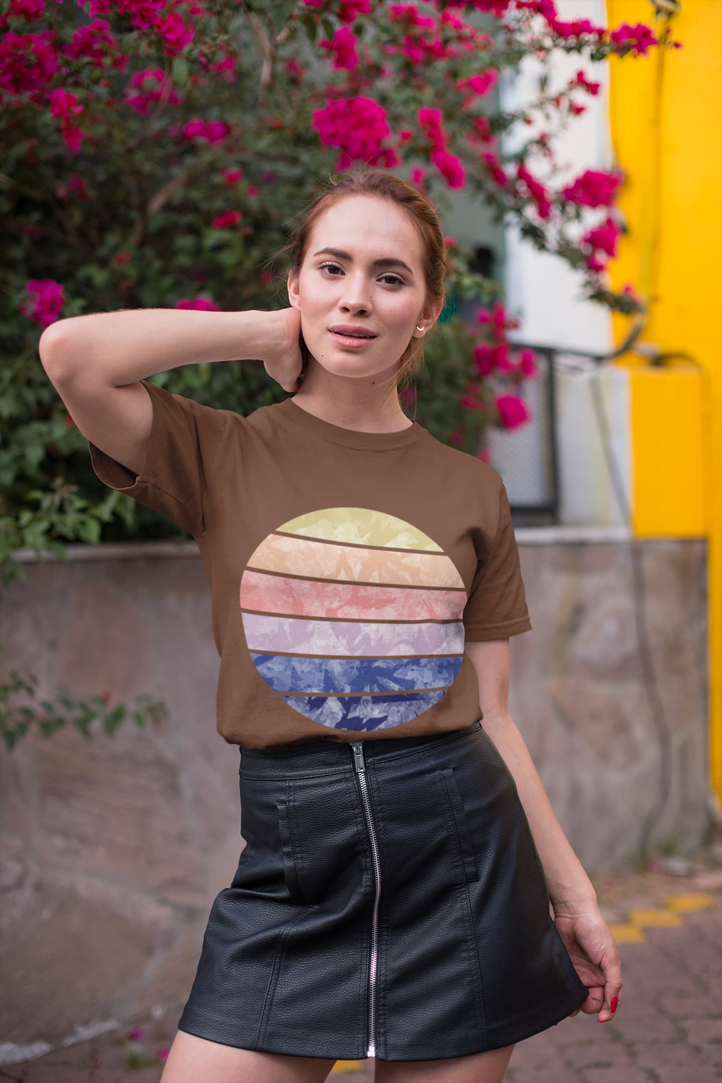 Women's Coffee Brown Round Neck T-shirts