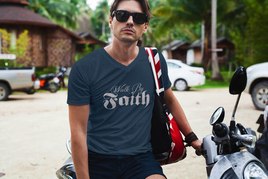 MENS NAVY BLUE VNECK T-SHIRT