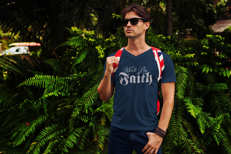 MENS NAVY BLUE VNECK T-SHIRT