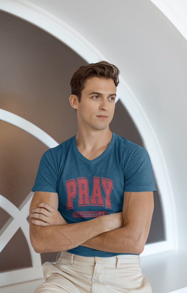 MENS NAVY BLUE VNECK T-SHIRT