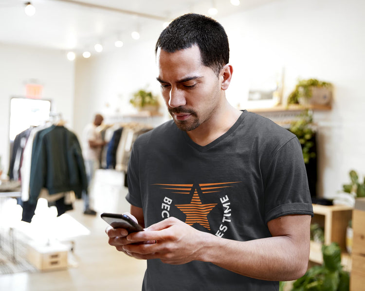 MENS BLACK VNECK T-SHIRT