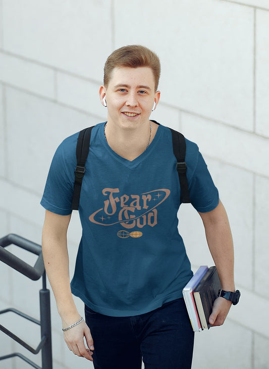 MENS NAVY BLUE VNECK T-SHIRT