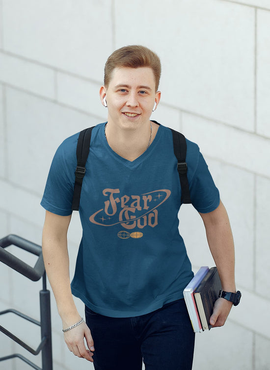 MENS NAVY BLUE VNECK T-SHIRT