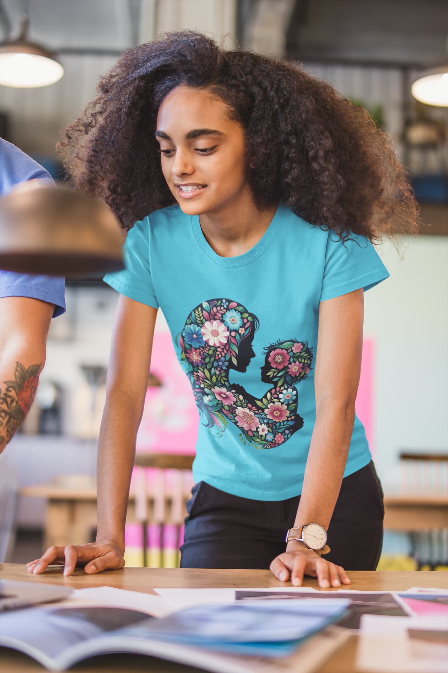 Women's Sky Blue Round Neck T-shirts