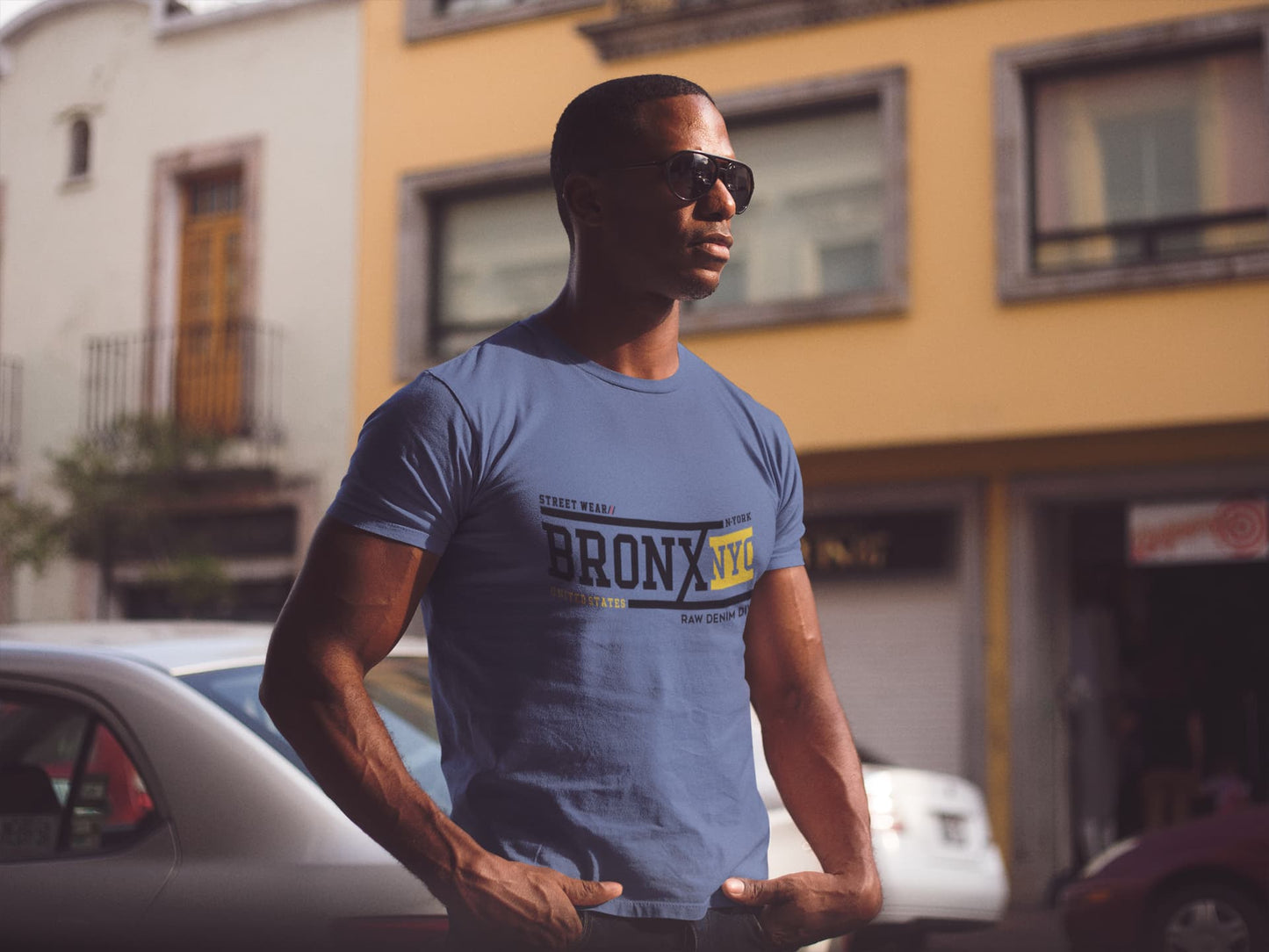 Men's Smoke Blue Round Neck T-shirt