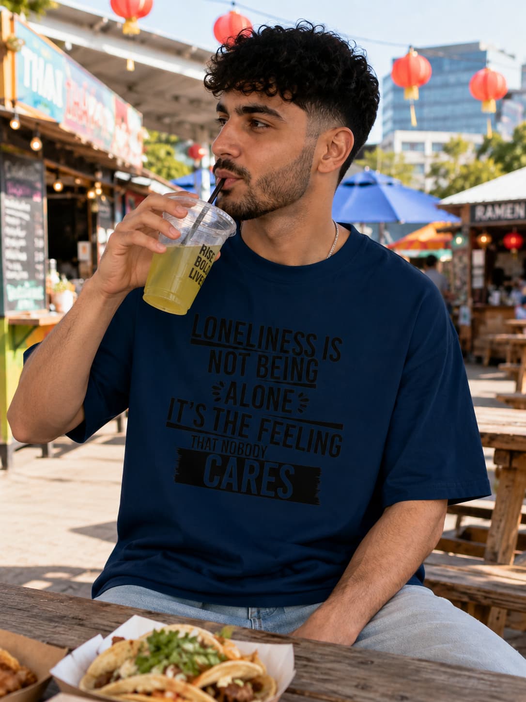 MENS NAVY BLUE OVERSIZED T-SHIRT