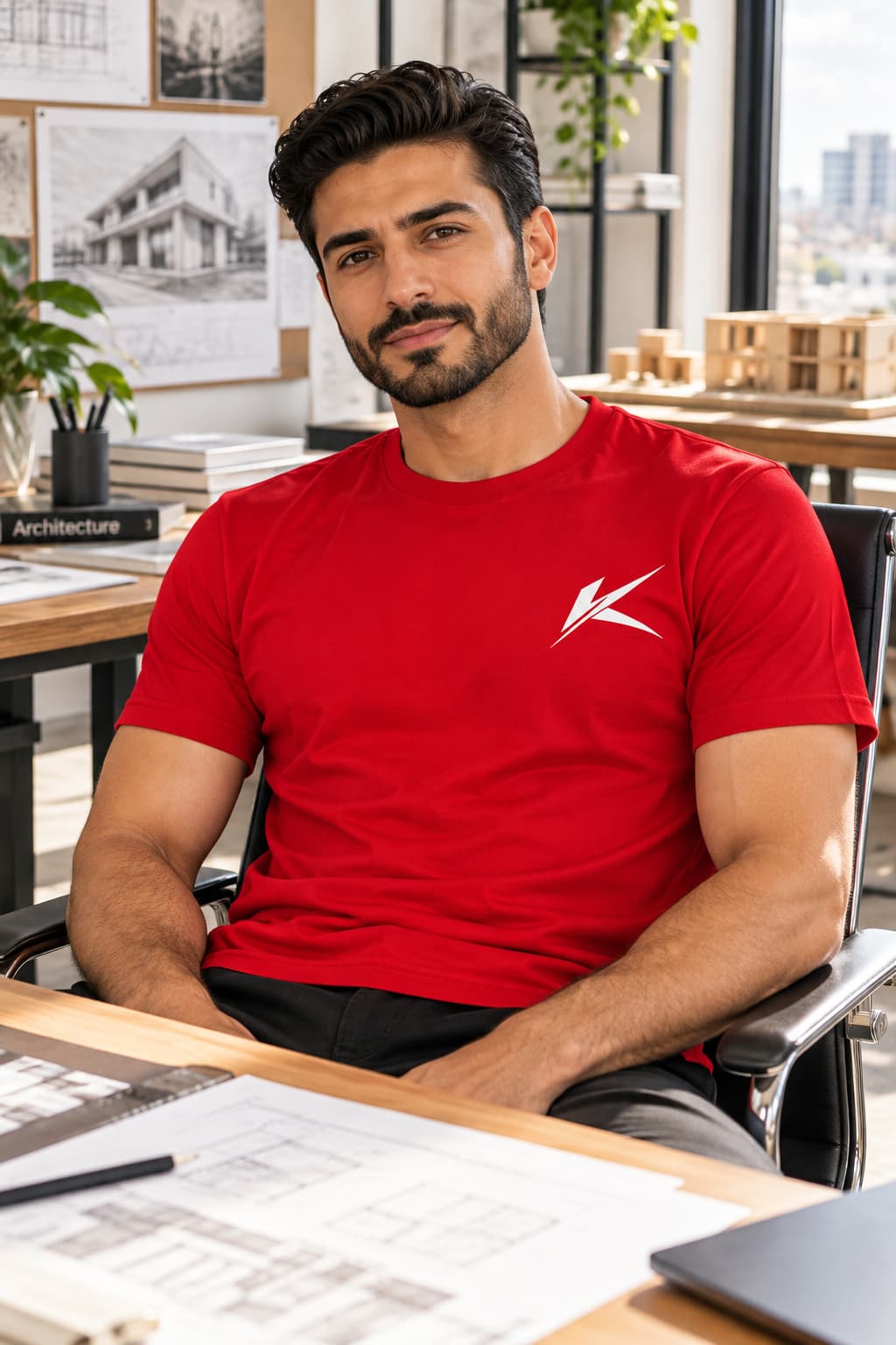 MENS RED ROUNDNECK T-SHIRT