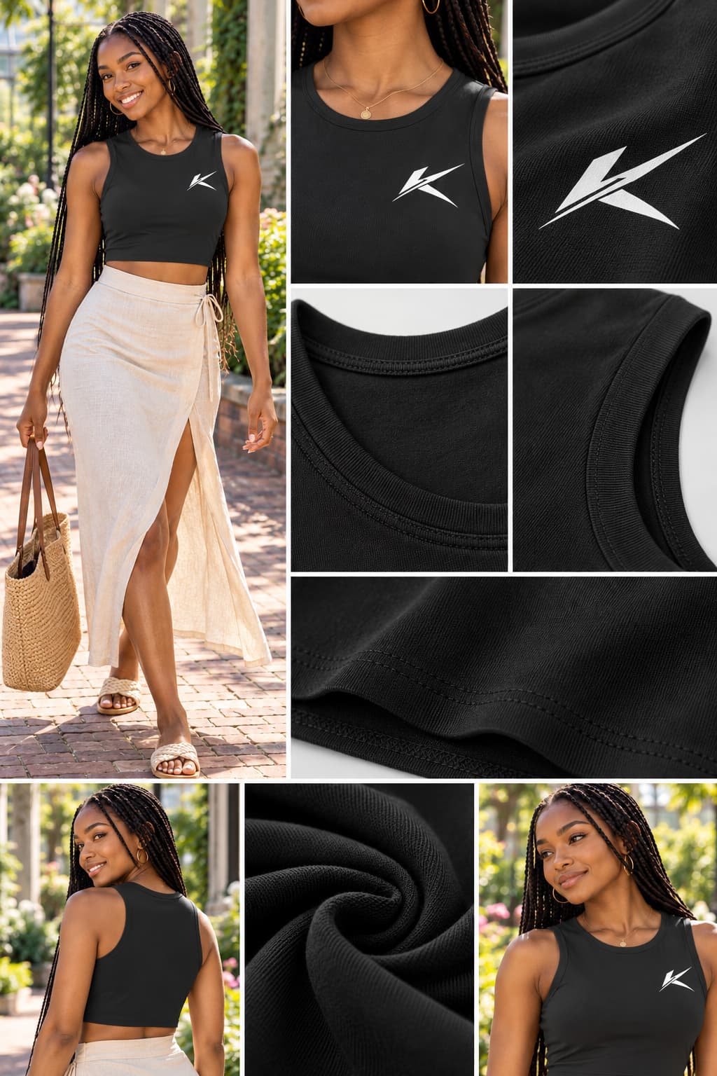 Karavirs® Fealty crop tank in black for women India - view 1