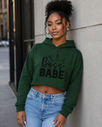 WOMENS OLIVE GREEN CROP HOODIES