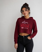 WOMENS MAROON CROP HOODIES