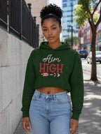 WOMENS OLIVE GREEN CROP HOODIES