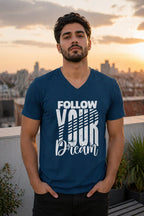 MENS NAVY BLUE VNECK T-SHIRT