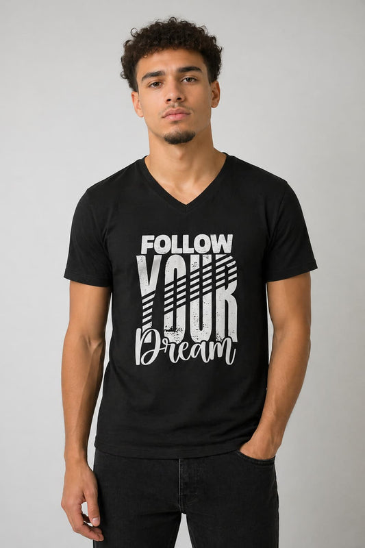MENS BLACK VNECK T-SHIRT