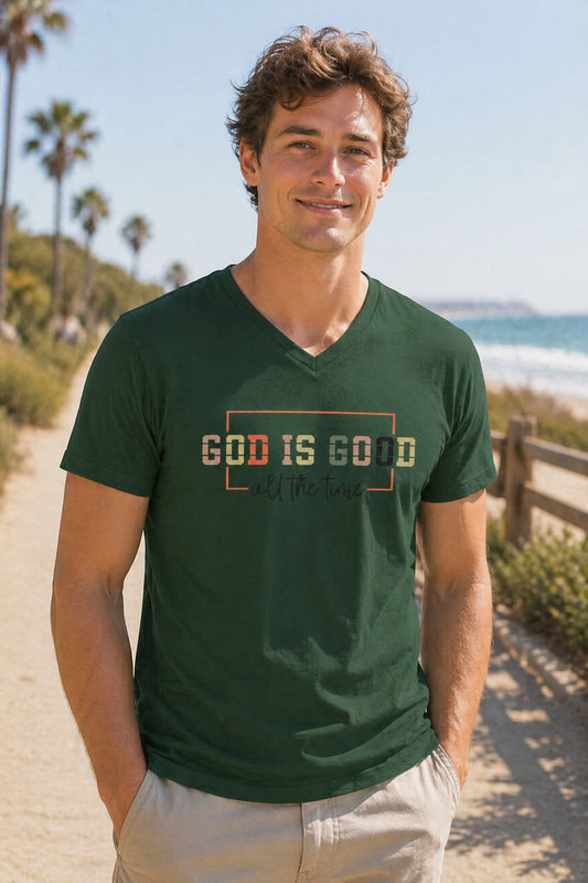 MENS OLIVE GREEN VNECK T-SHIRT