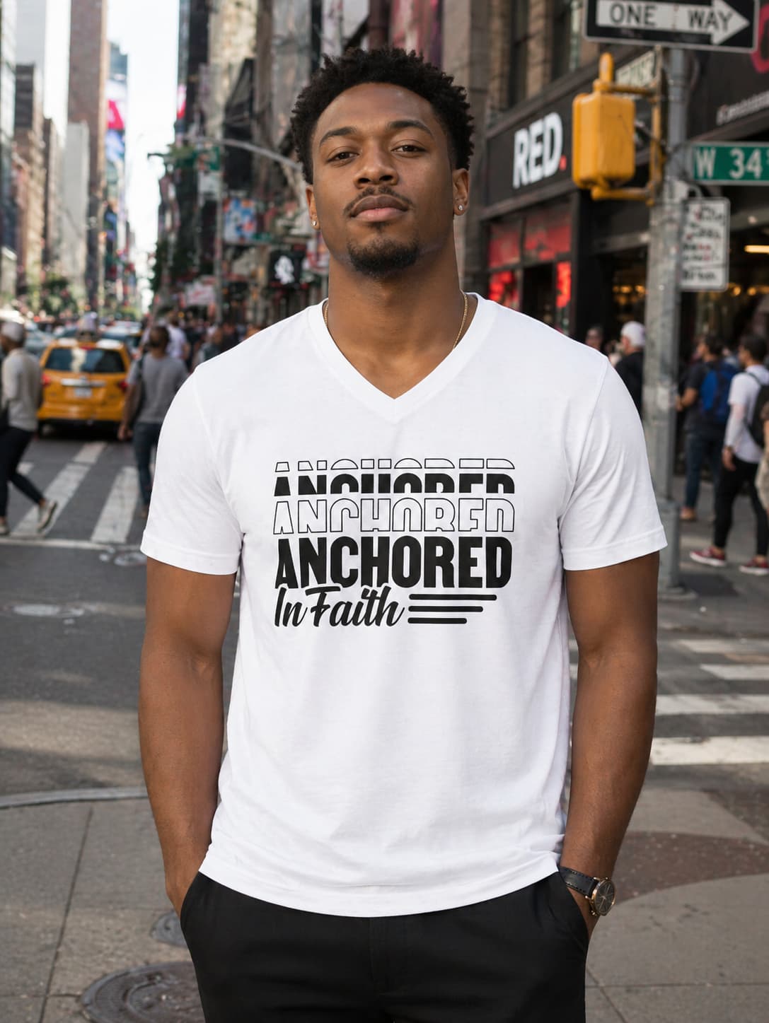 MENS WHITE VNECK T-SHIRT