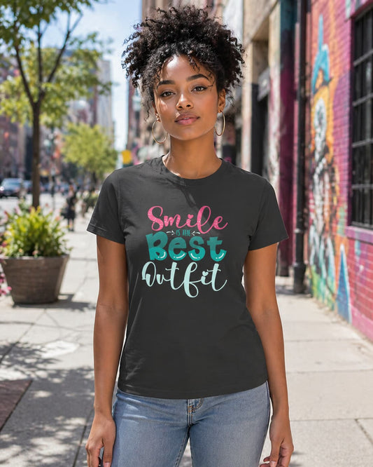 WOMENS BLACK ROUNDNECK T-SHIRT