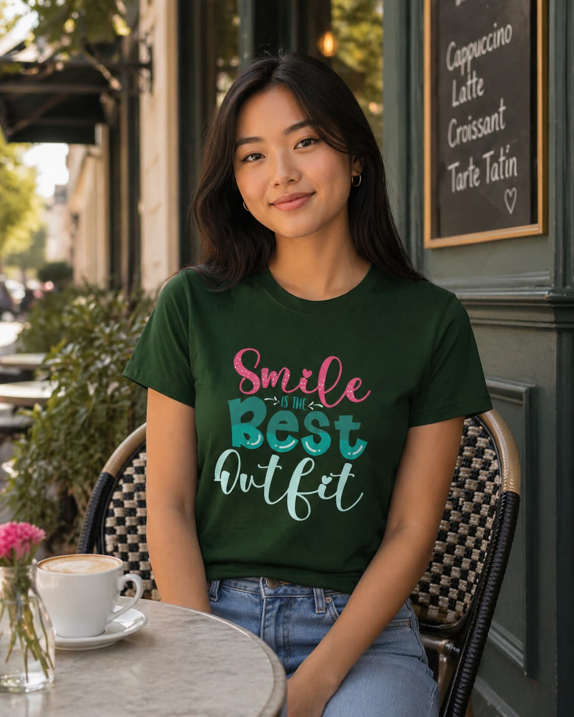 WOMENS OLIVE GREEN ROUNDNECK T-SHIRT