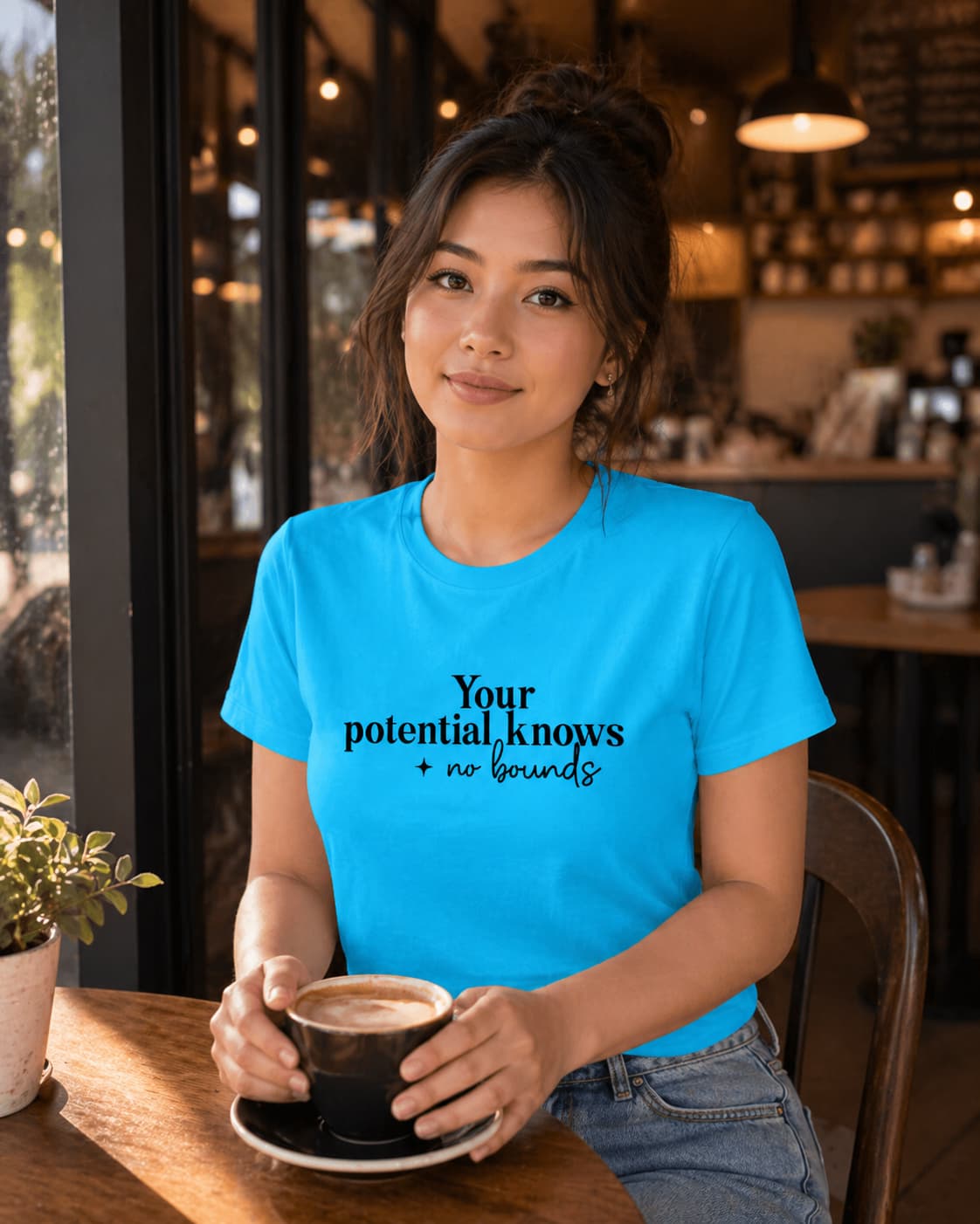 WOMENS SKY BLUE ROUNDNECK T-SHIRT