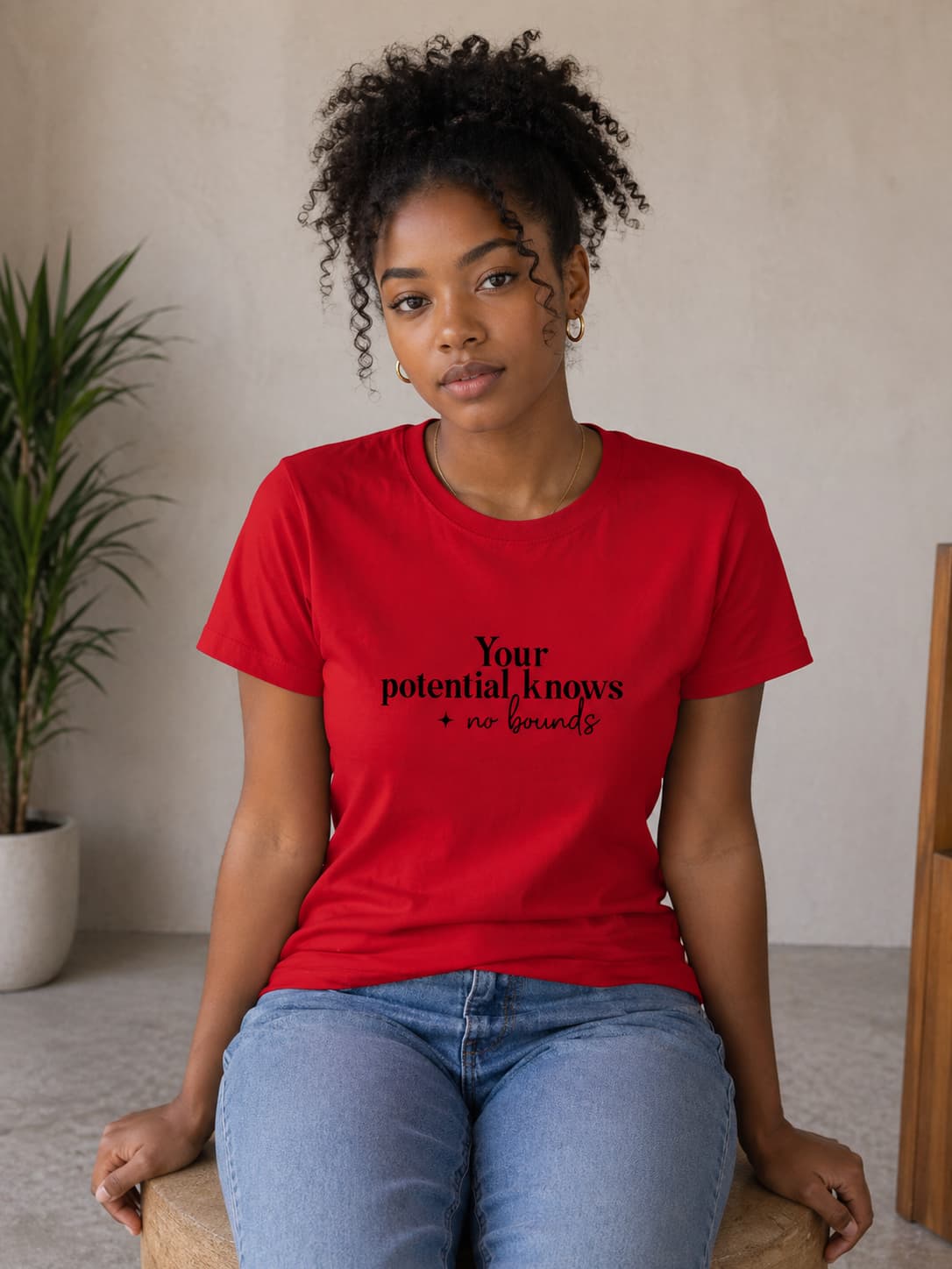 WOMENS RED ROUNDNECK T-SHIRT