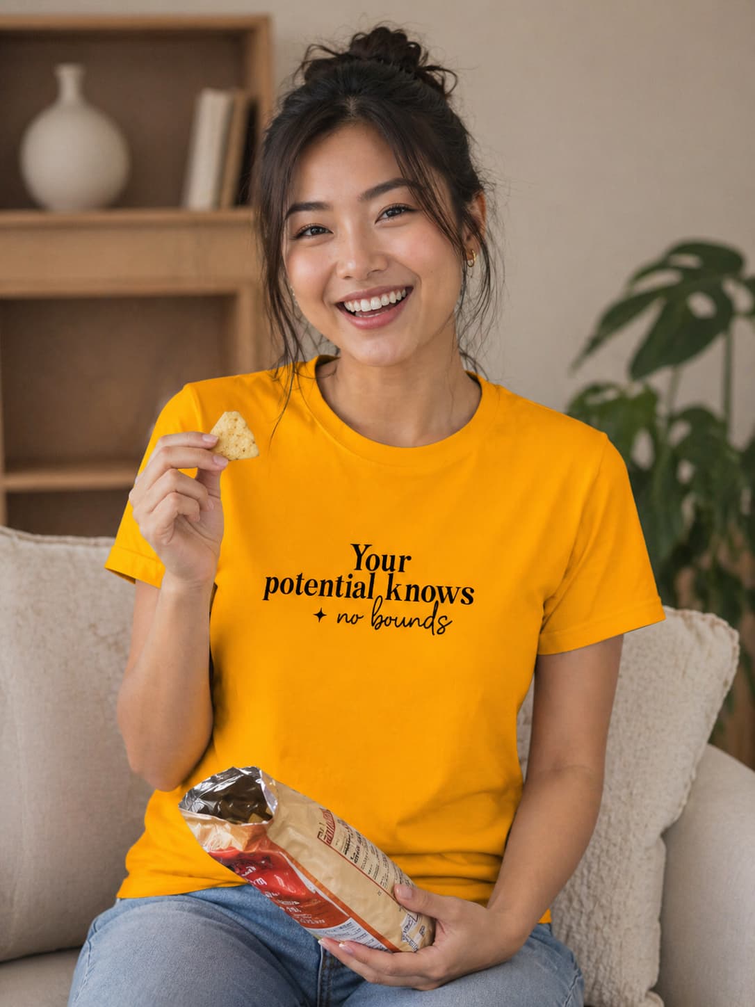 WOMENS GOLDEN YELLOW ROUNDNECK T-SHIRT