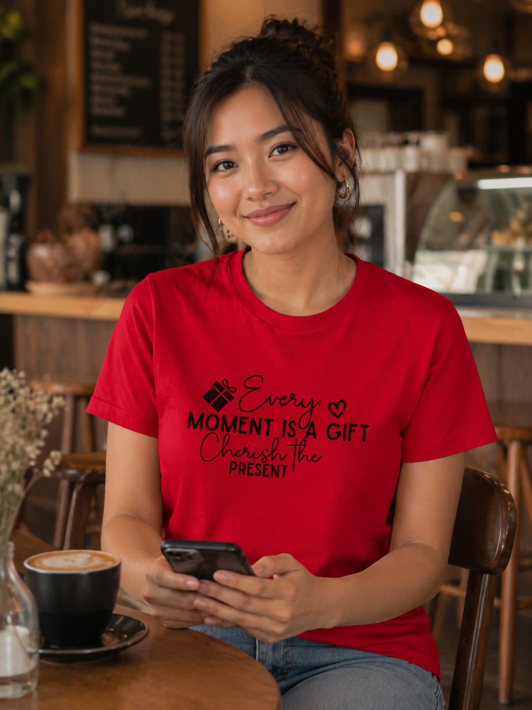 WOMENS RED ROUNDNECK T-SHIRT