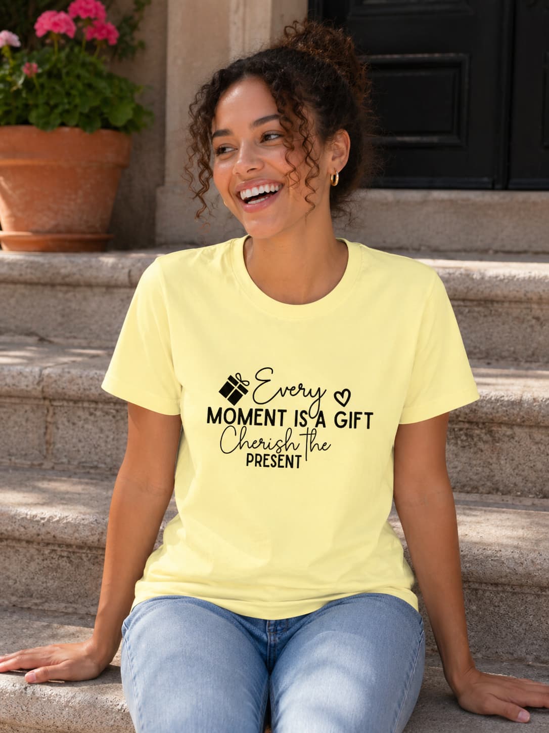 WOMENS BUTTER YELLOW ROUNDNECK T-SHIRT