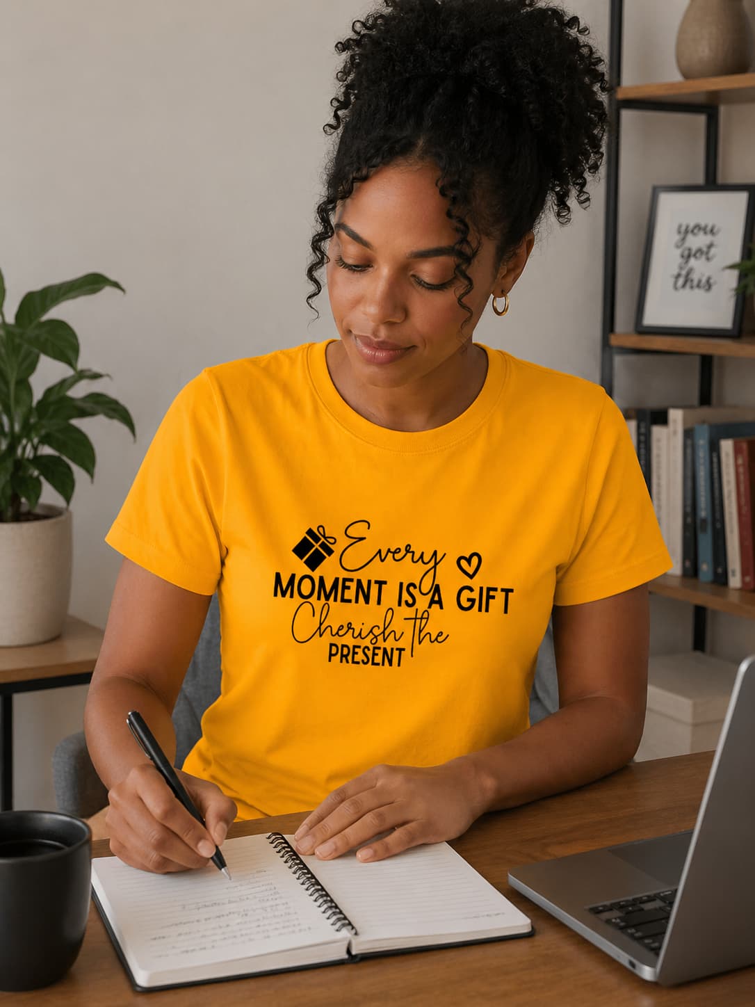 WOMENS GOLDEN YELLOW ROUNDNECK T-SHIRT