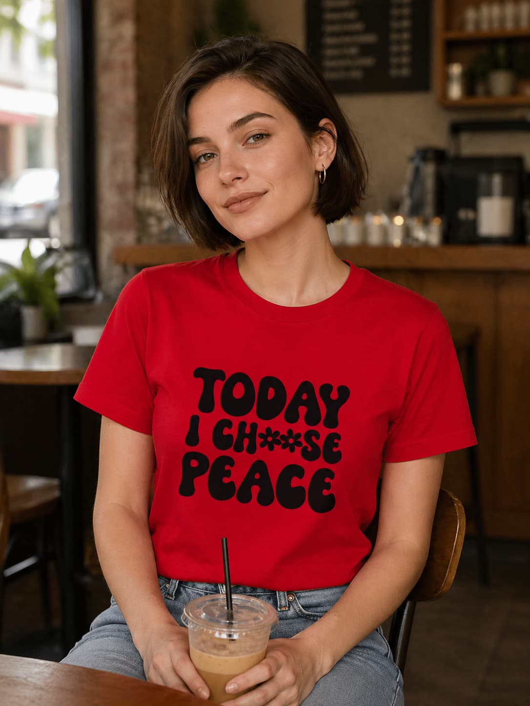 WOMENS RED ROUNDNECK T-SHIRT