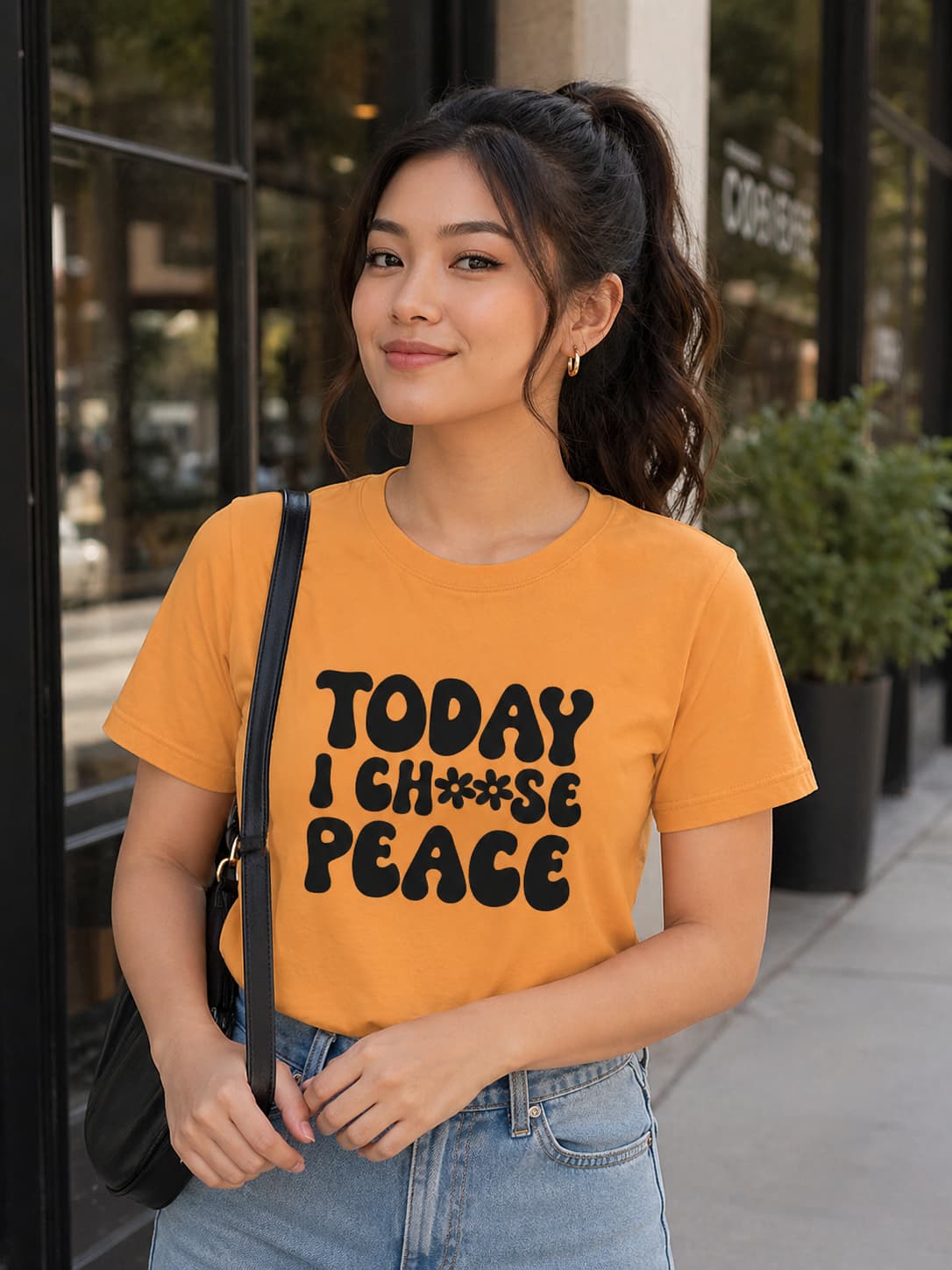 WOMENS MUSTARD YELLOW ROUNDNECK T-SHIRT