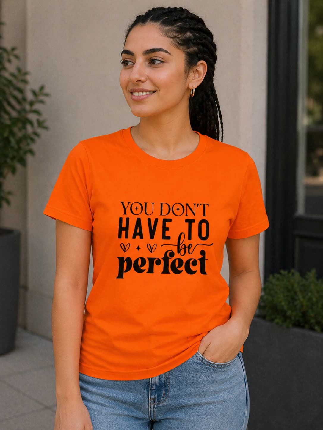WOMENS ORANGE ROUNDNECK T-SHIRT
