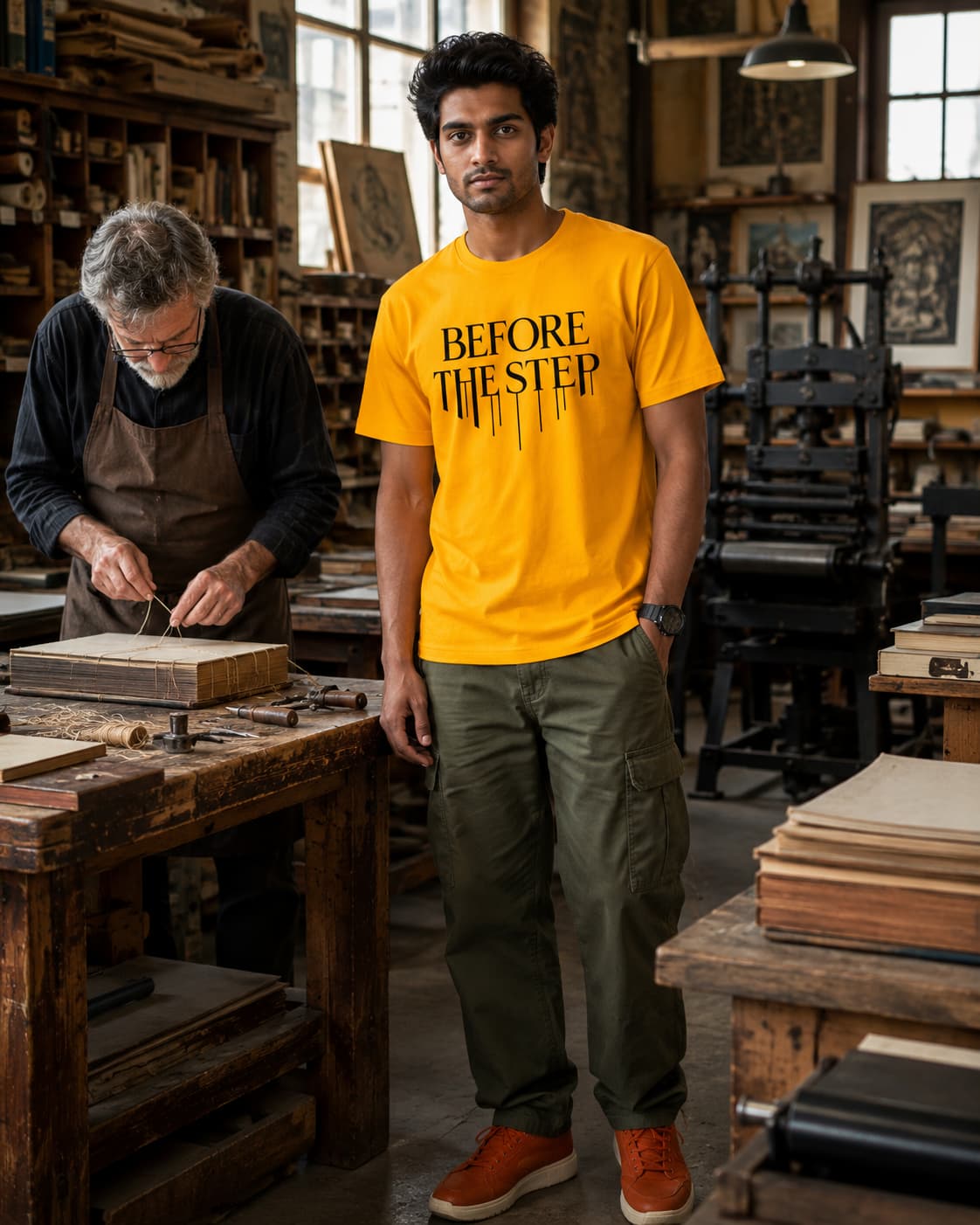 Karavirs® Before Golden Yellow graphic tee for men India