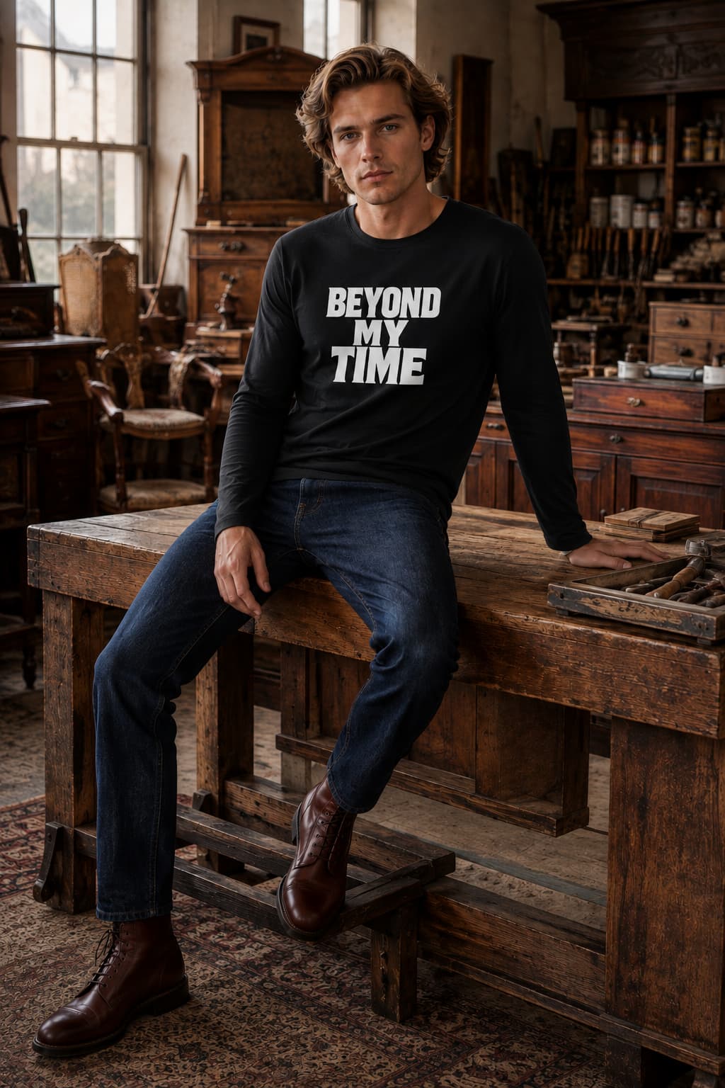 karavirs™ Beyond My Time — Black Full-Sleeve Tee