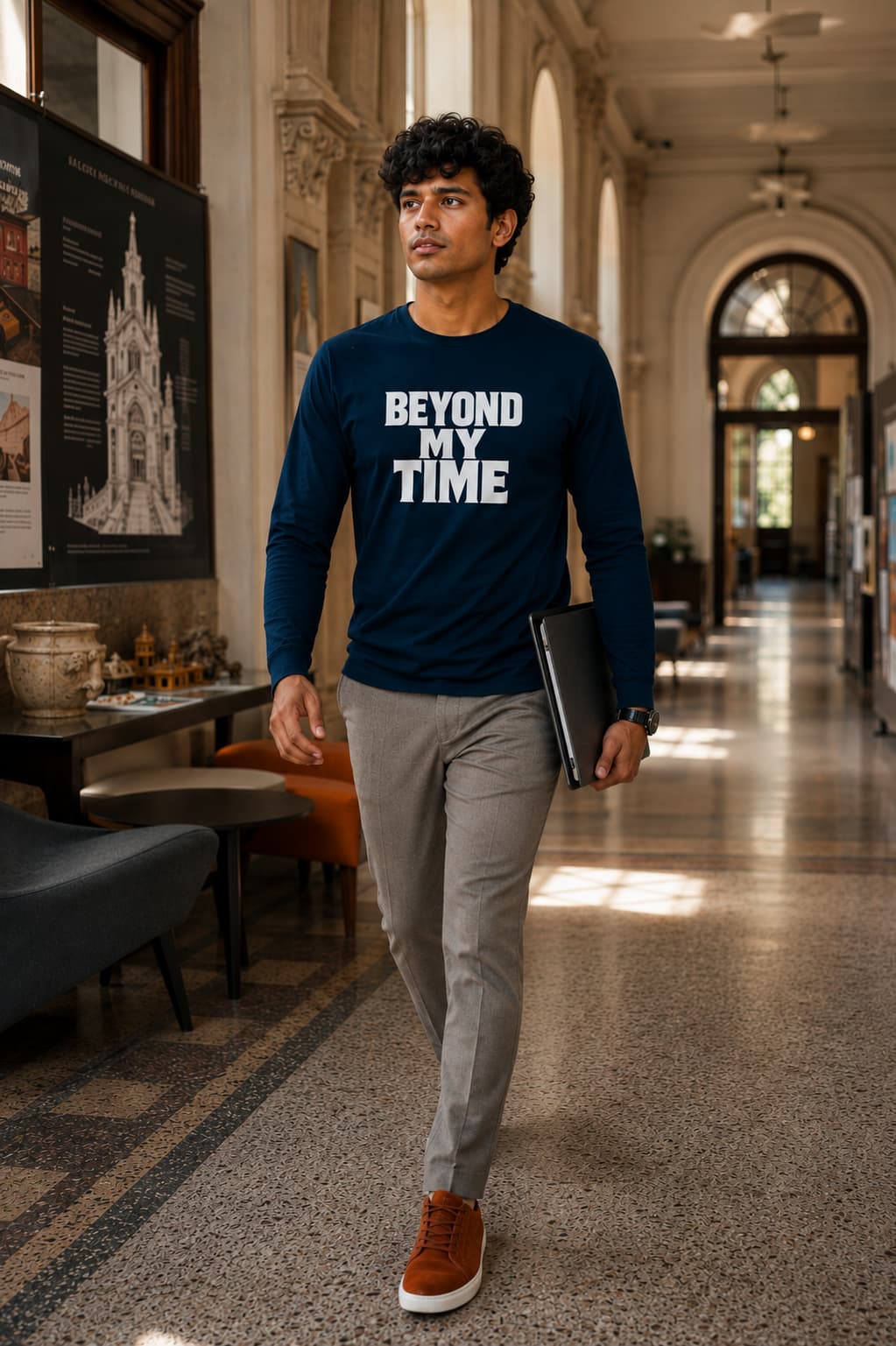 karavirs™ Beyond My Time — Navy Blue Full-Sleeve Tee