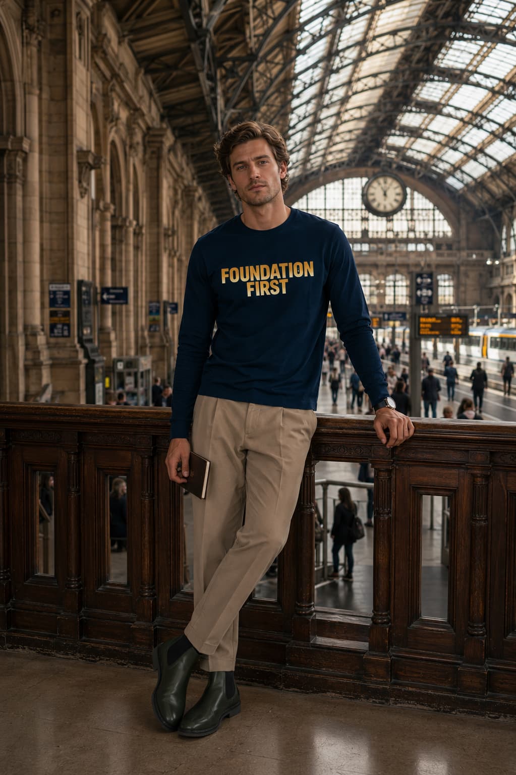 karavirs™ Foundation First — Navy Blue Full-Sleeve Tee