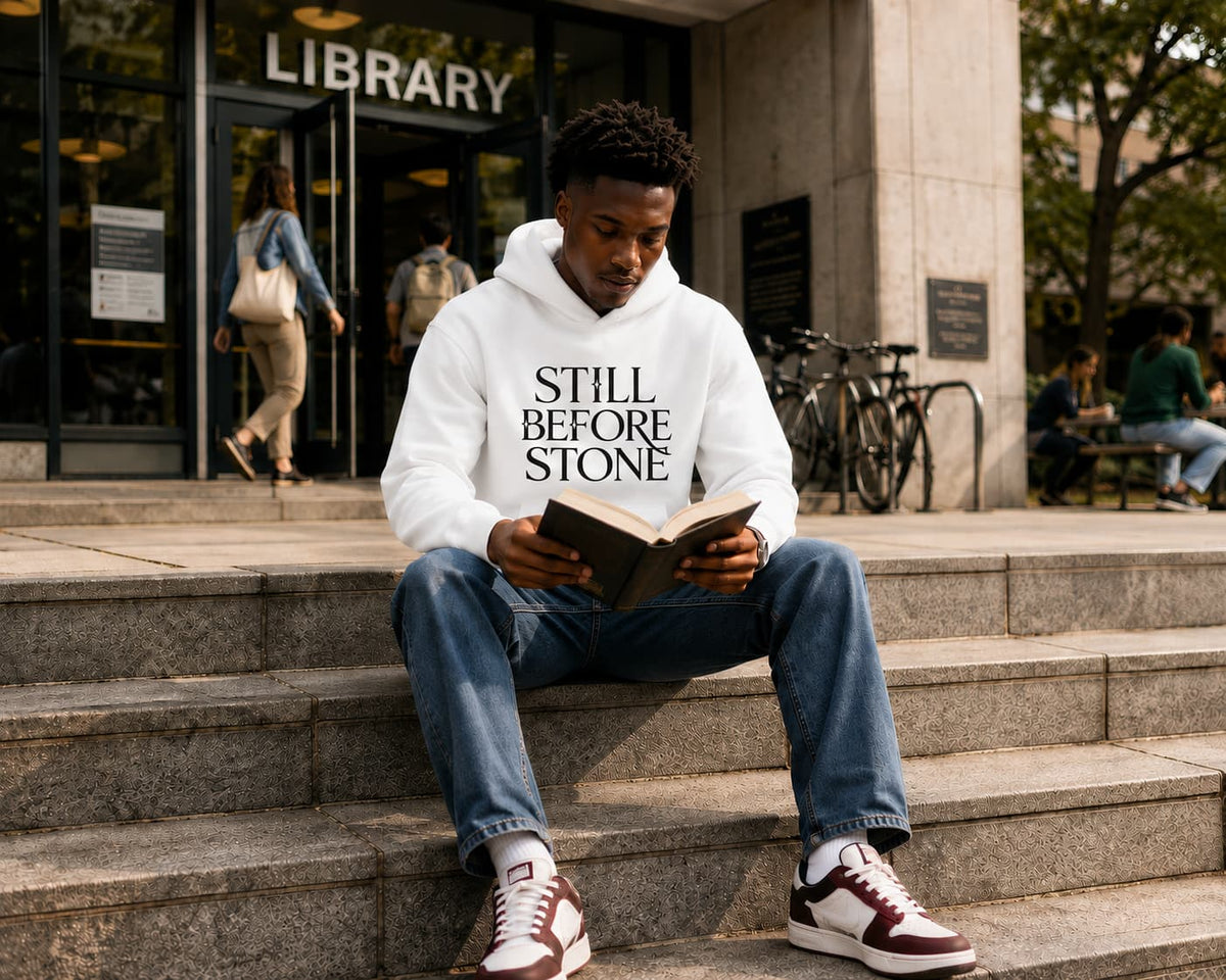 karavirs™ Still Before Stone — White Hoodie