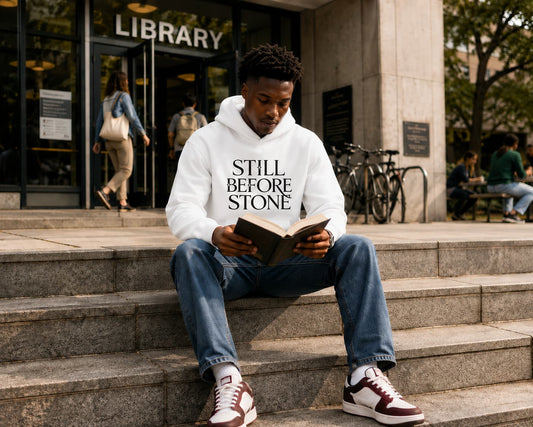 karavirs™ Still Before Stone — White Hoodie