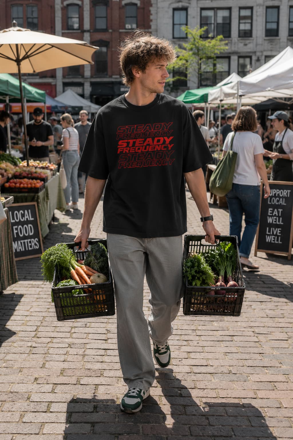 karavirs™ Steady Frequency — Black Oversized Tee