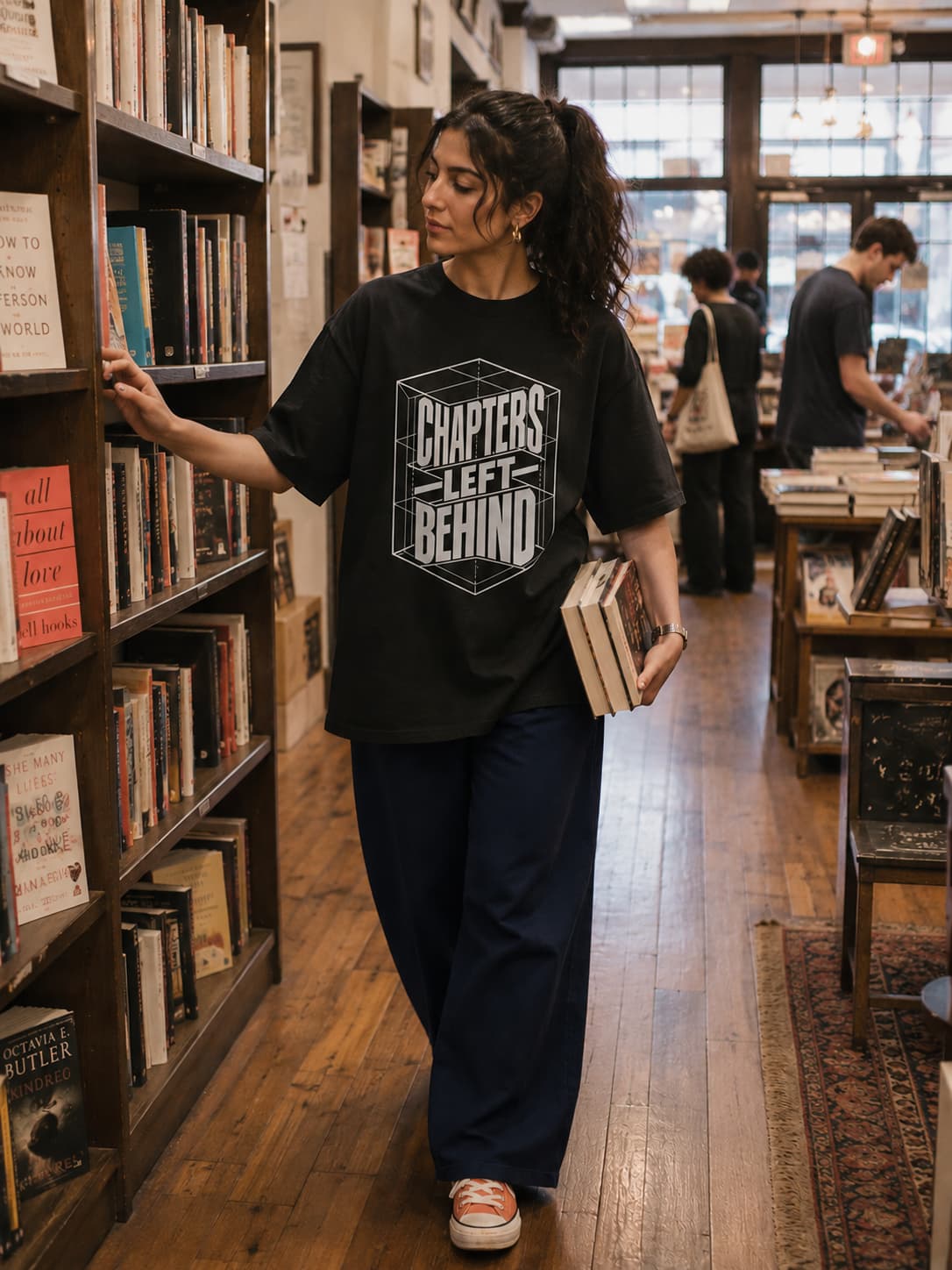 karavirs™ Chapters Left Behind — Black Oversized Tee