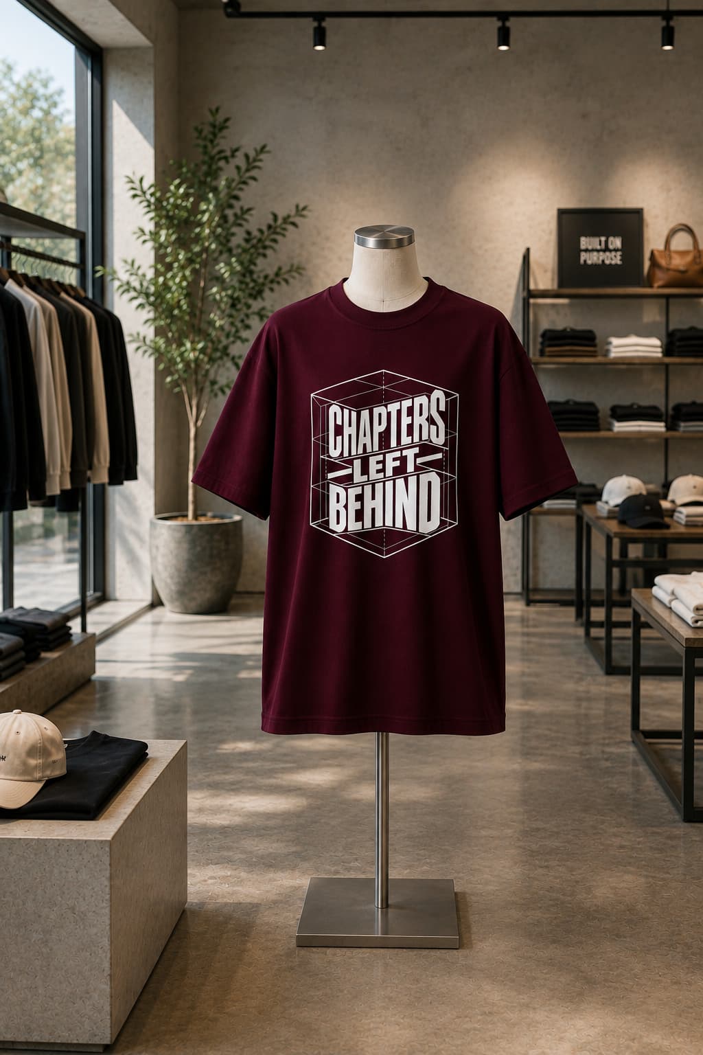 karavirs™ Chapters Left Behind — Burgundy Oversized Tee
