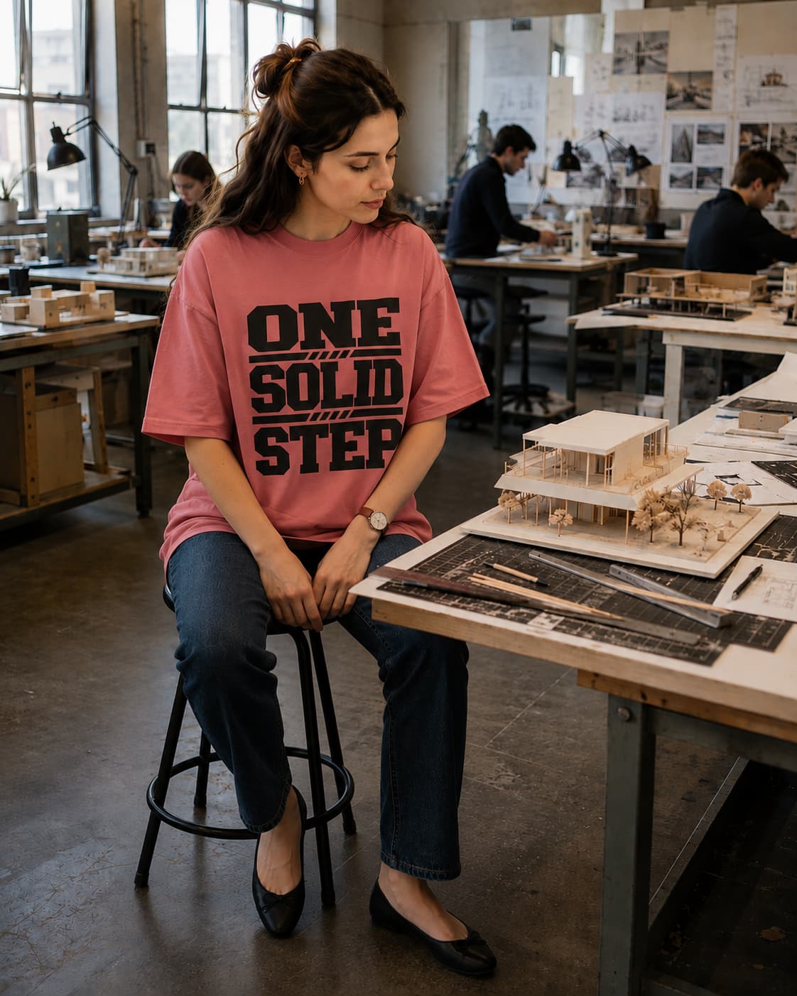 karavirs™ One Solid Step — Dusty Rose Oversized Tee