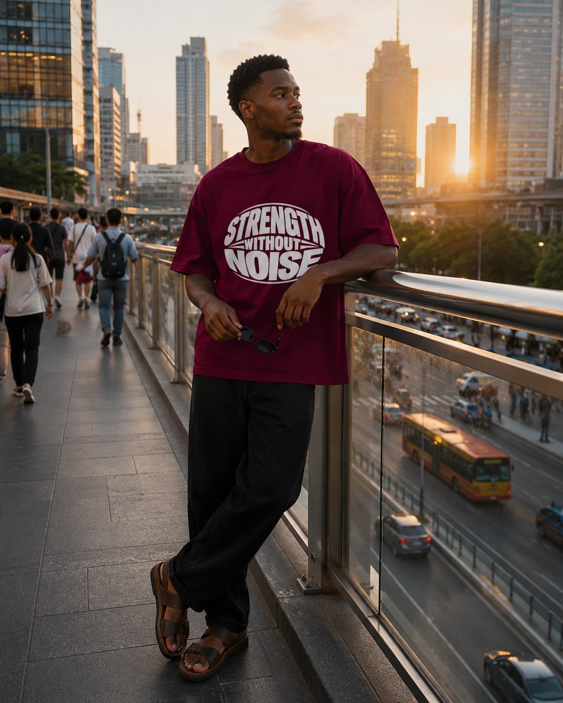 karavirs™ Strength Without Noise — Burgundy Oversized Tee