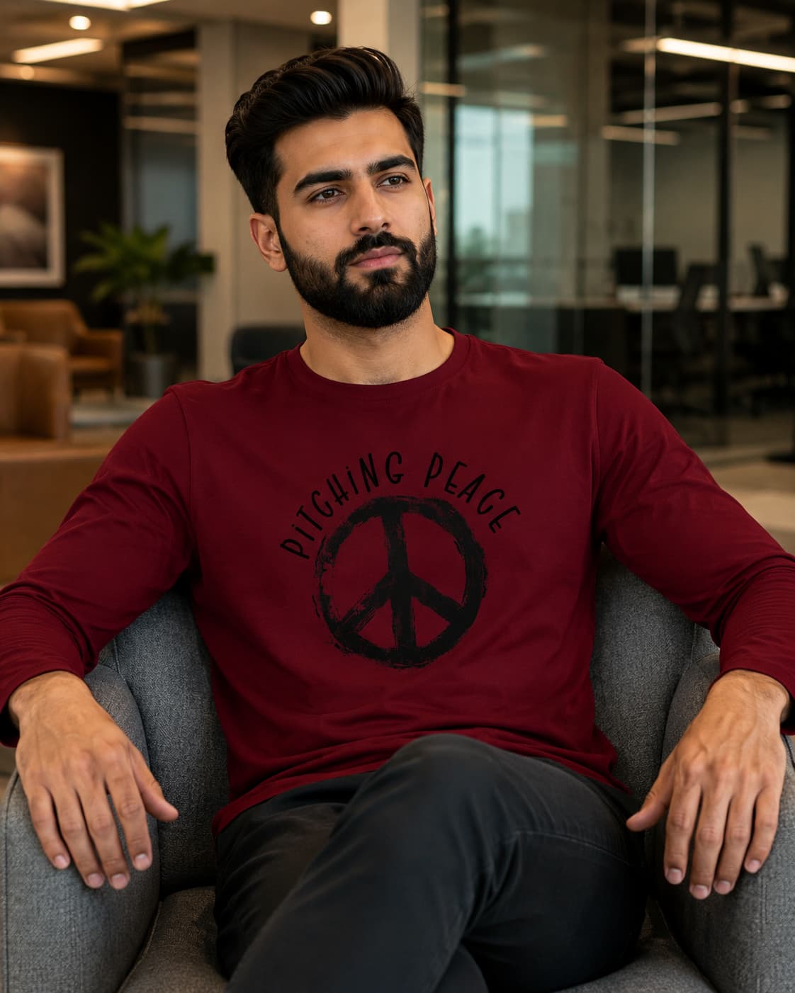 MENS MAROON ROUNDECK FULL SLEEVE