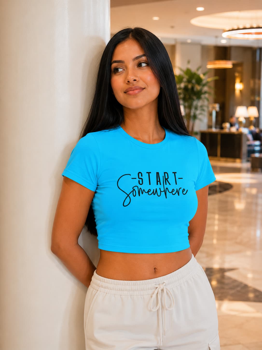 Karavirs® Somewhere Sky Blue crop top for women India