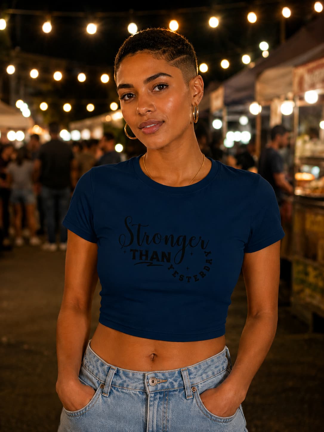 Karavirs® Yesterday Navy Blue crop top for women India
