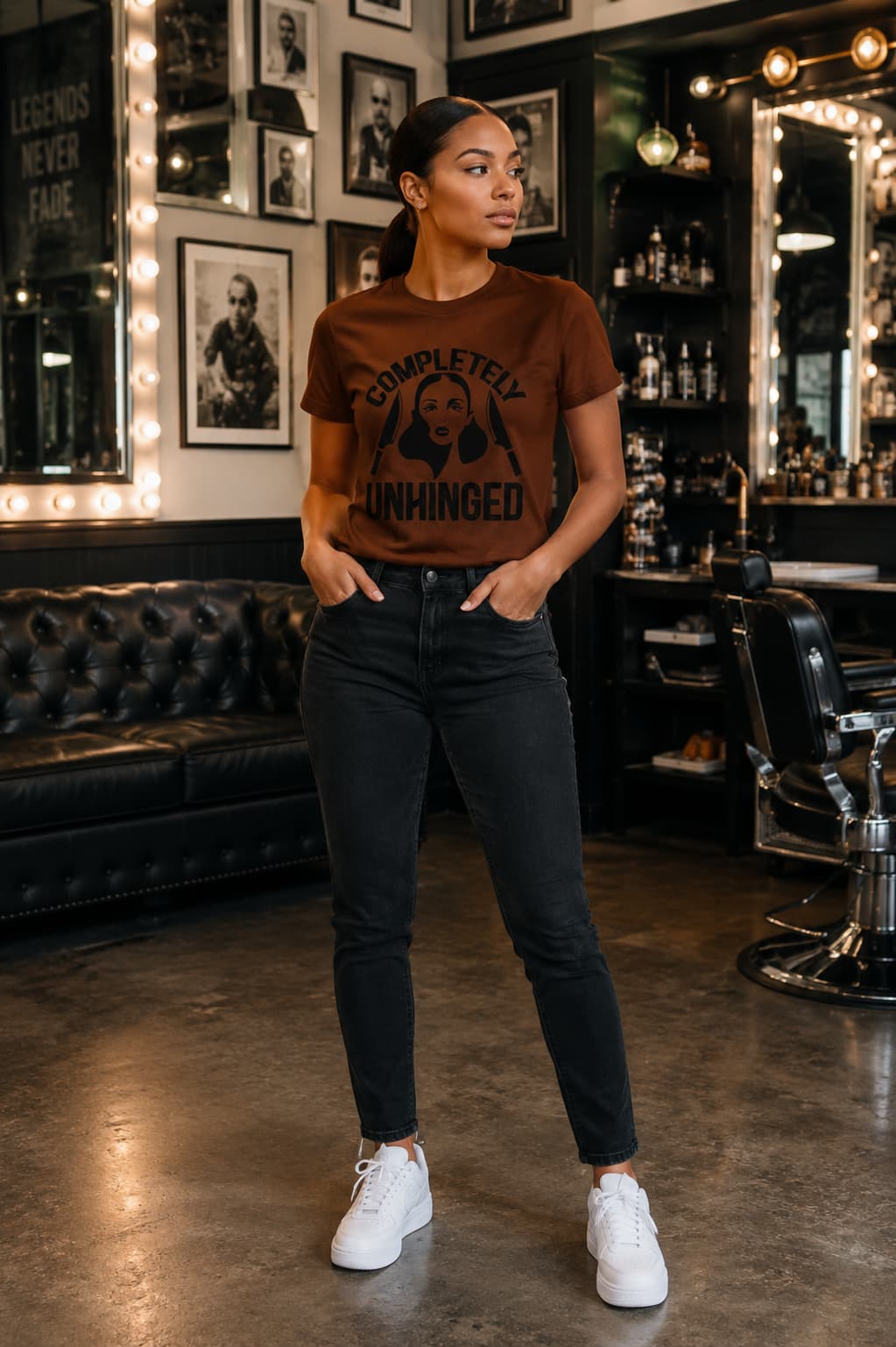Karavirs® Unhinged Coffee Brown graphic tee for women India