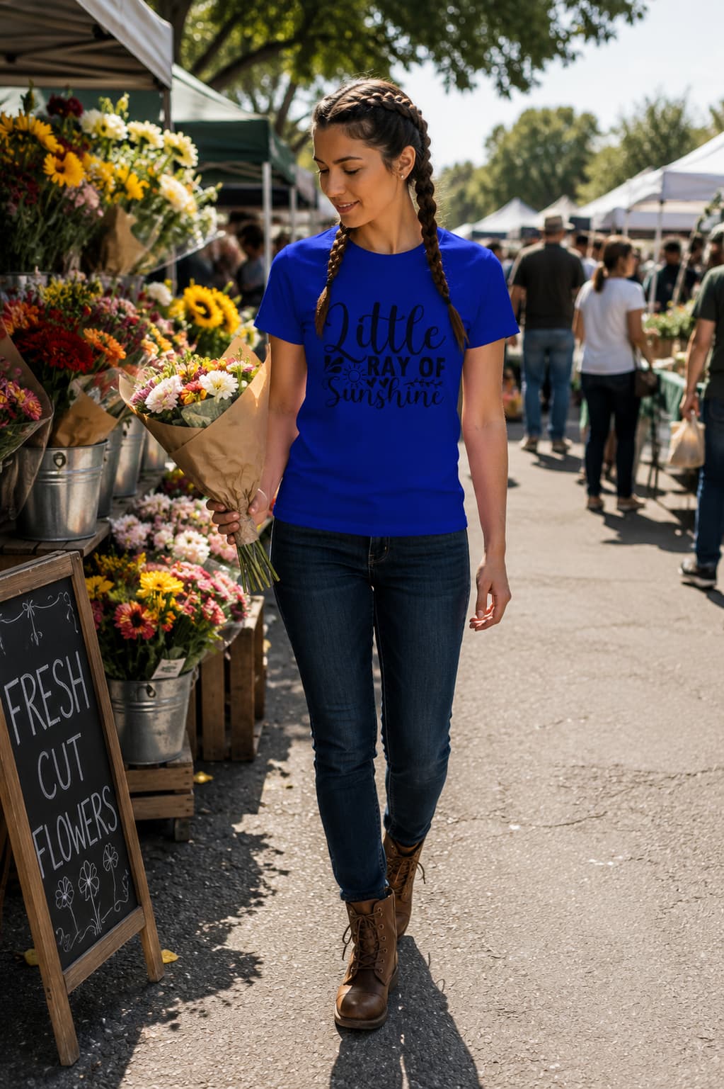 WOMENS ROYAL BLUE ROUNDNECK T-SHIRT