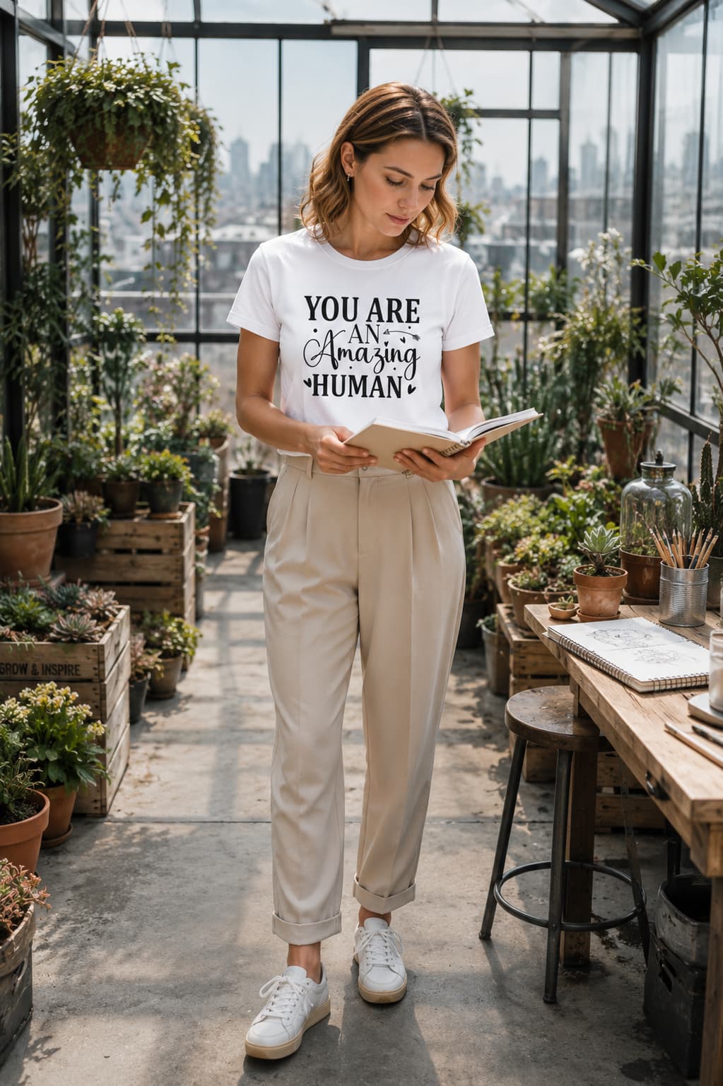 WOMENS WHITE ROUNDNECK T-SHIRT