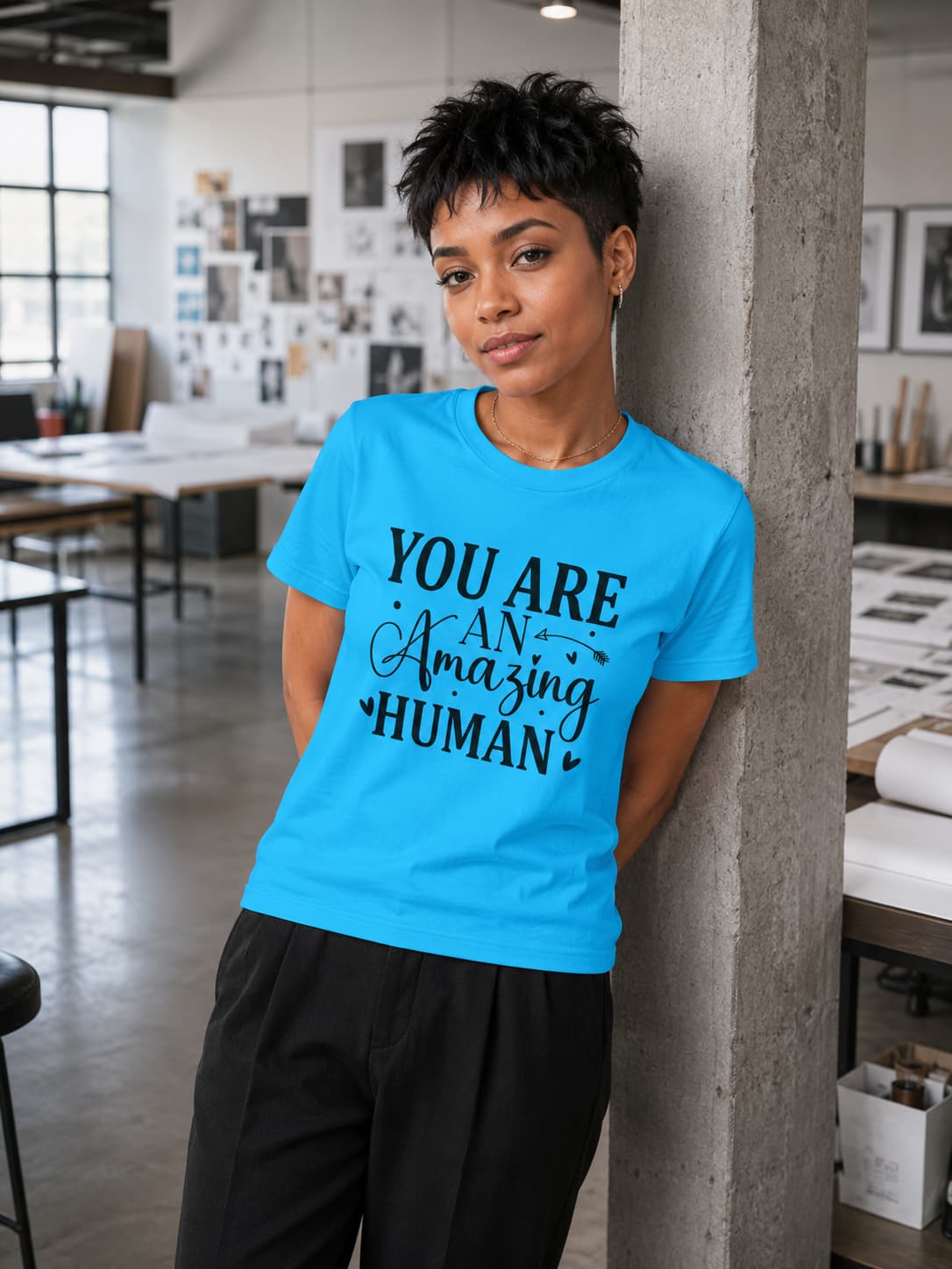 WOMENS SKY BLUE ROUNDNECK T-SHIRT