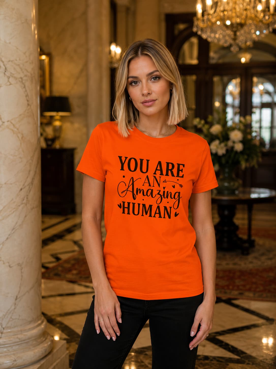WOMENS ORANGE ROUNDNECK T-SHIRT