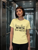 WOMENS BUTTER YELLOW ROUNDNECK T-SHIRT